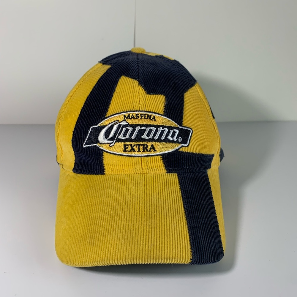 Y2K corduroy Corona Velcro strap hat